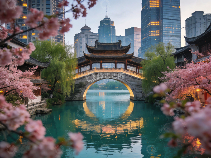 高清大图下载【趣麦麦图】古典中式桥梁夜景风光摄影