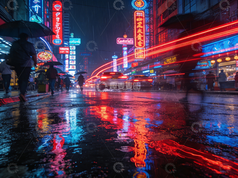 高清大图下载【趣麦麦图】霓虹雨夜都市风光摄影