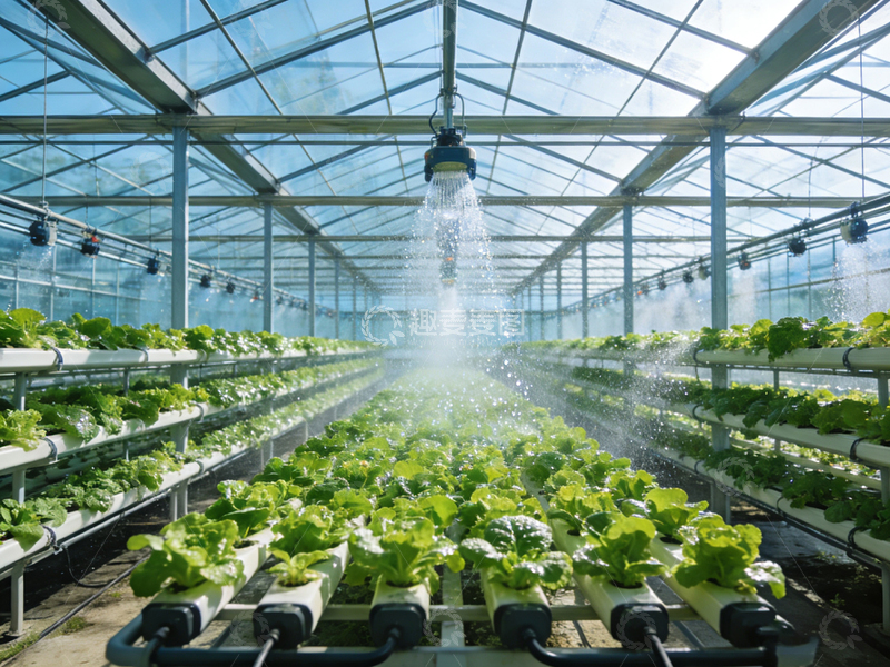 高清大图下载【趣麦麦图】温室水培生菜现代化农业