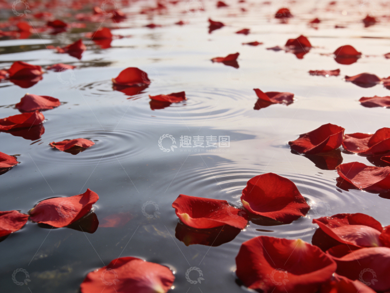 高清大图下载【趣麦麦图】玫瑰花瓣水面美景摄影