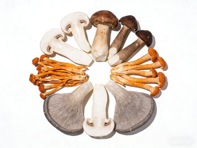高清大图下载【趣麦麦图】圆形摆放的蘑菇与菌类组合