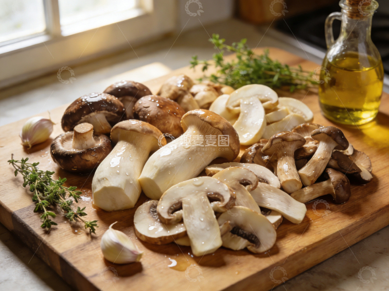 高清大图下载【趣麦麦图】厨房食材准备香菇大蒜