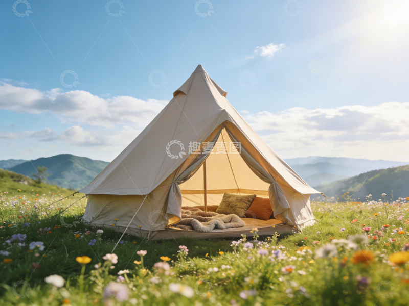 高清大图下载【趣麦麦图】野外露营帐篷风景图