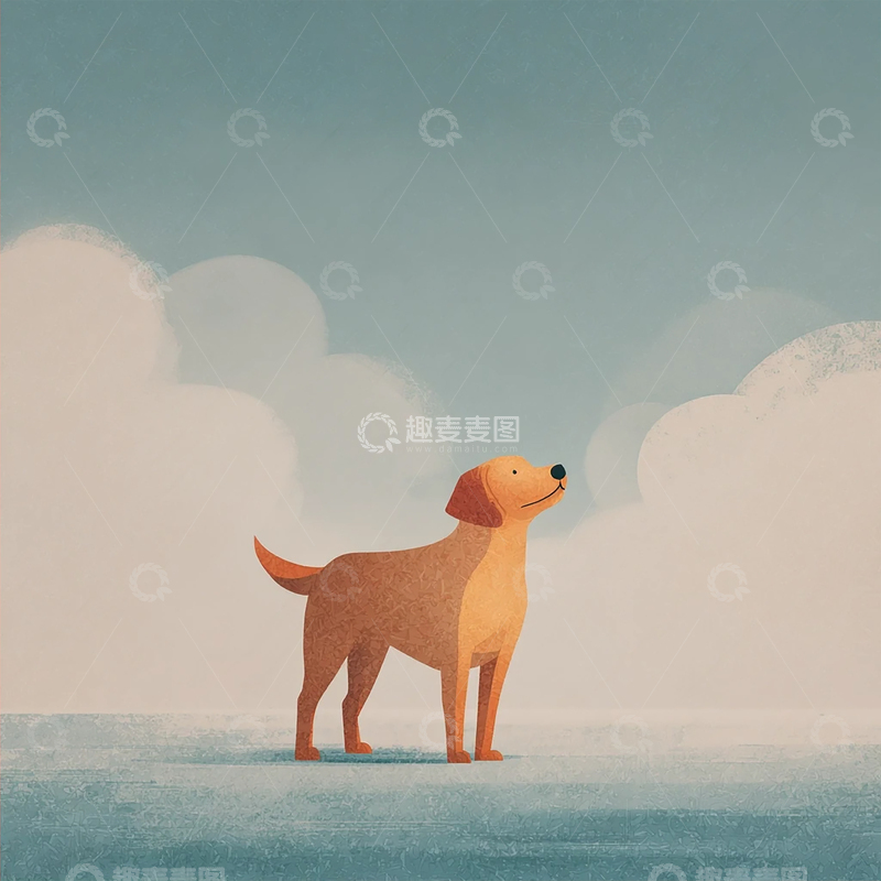 高清大图下载【趣麦麦图】云下遛狗的哲学思考