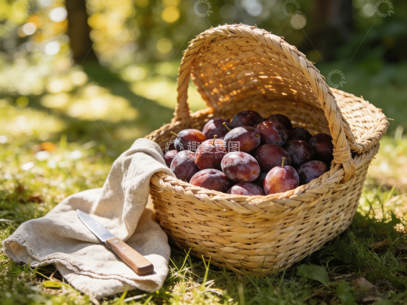高清大图下载【趣麦麦图】田园风光李子篮子静物摄影