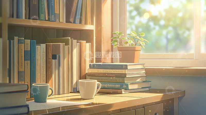 高清大图下载【趣麦麦图】书香阳光暖意融融