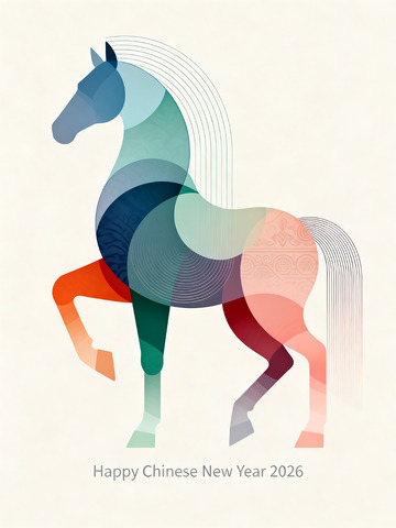 骏马极简抽象插画4