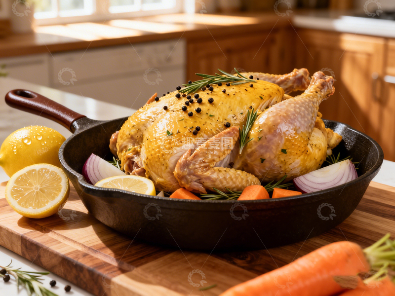 高清大图下载【趣麦麦图】家庭烤鸡美食摄影
