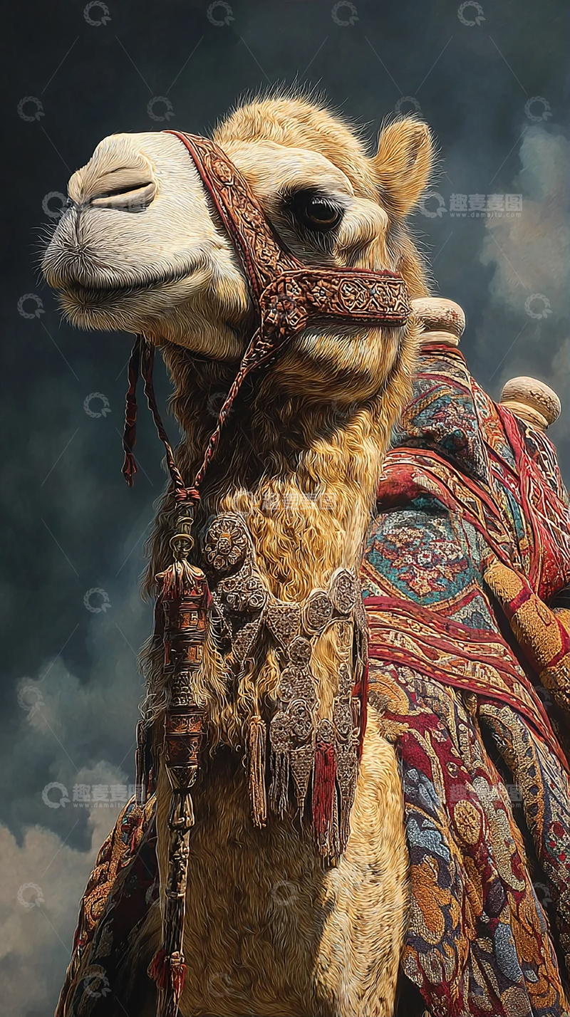高清大图下载【趣麦麦图】沙漠之王：金色骆驼的华丽登场