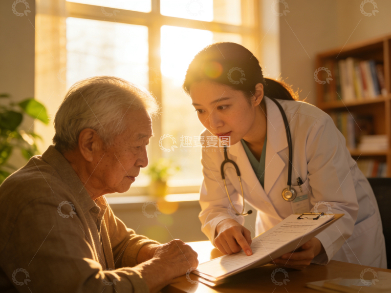 高清大图下载【趣麦麦图】医生咨询老年患者