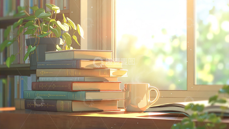 高清大图下载【趣麦麦图】早晨阳光中的静谧阅读角落