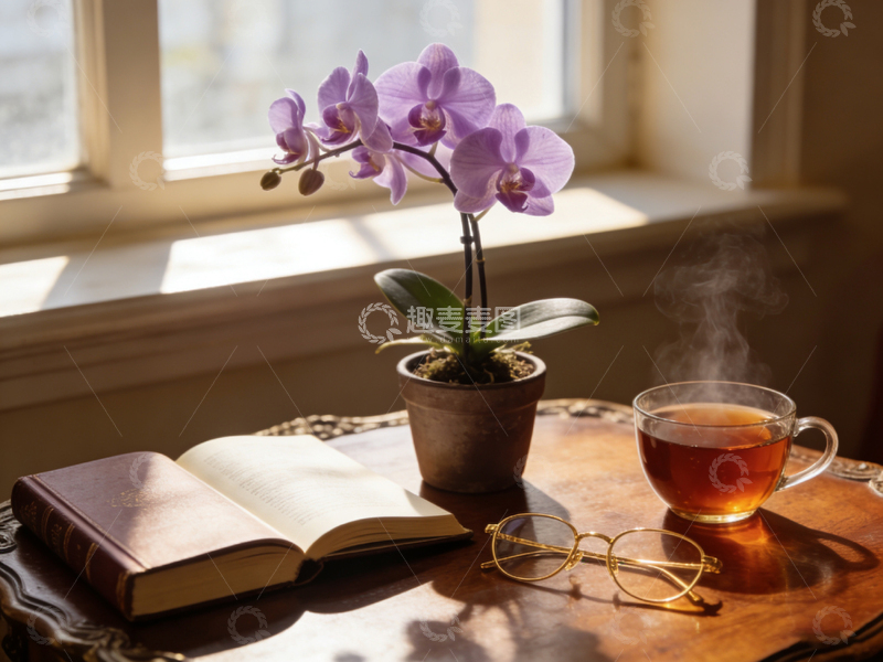 高清大图下载【趣麦麦图】窗边宁静阅读时光