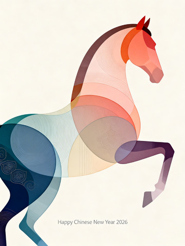 骏马极简抽象插画3