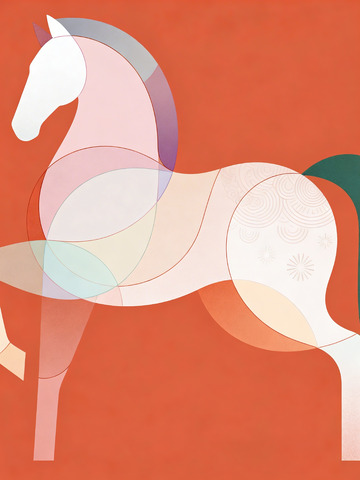 骏马极简抽象插画2