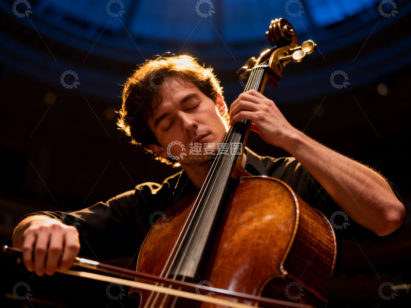 高清大图下载【趣麦麦图】大提琴演奏者专注瞬间
