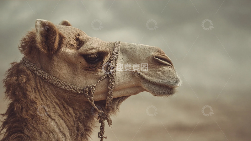 高清大图下载【趣麦麦图】沙漠中的孤独骆驼