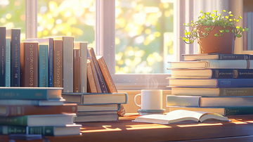 阳光洒落书桌的静谧时光