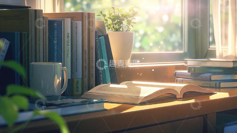 高清大图下载【趣麦麦图】书香洒满阳光的静谧时光
