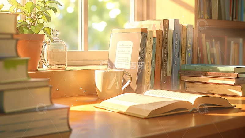 高清大图下载【趣麦麦图】静谧书桌上的光影