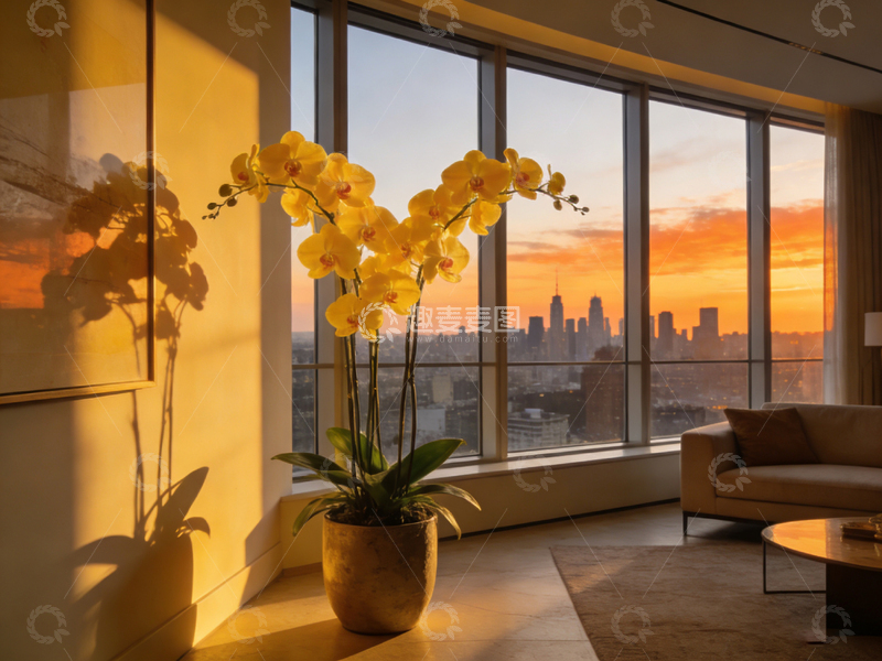 高清大图下载【趣麦麦图】都市黄昏室内花卉景观