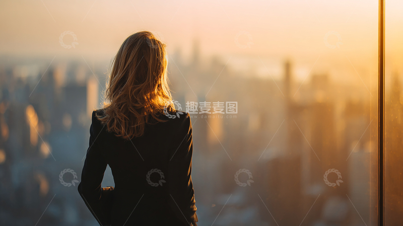 高清大图下载【趣麦麦图】余晖下的城市沉思者