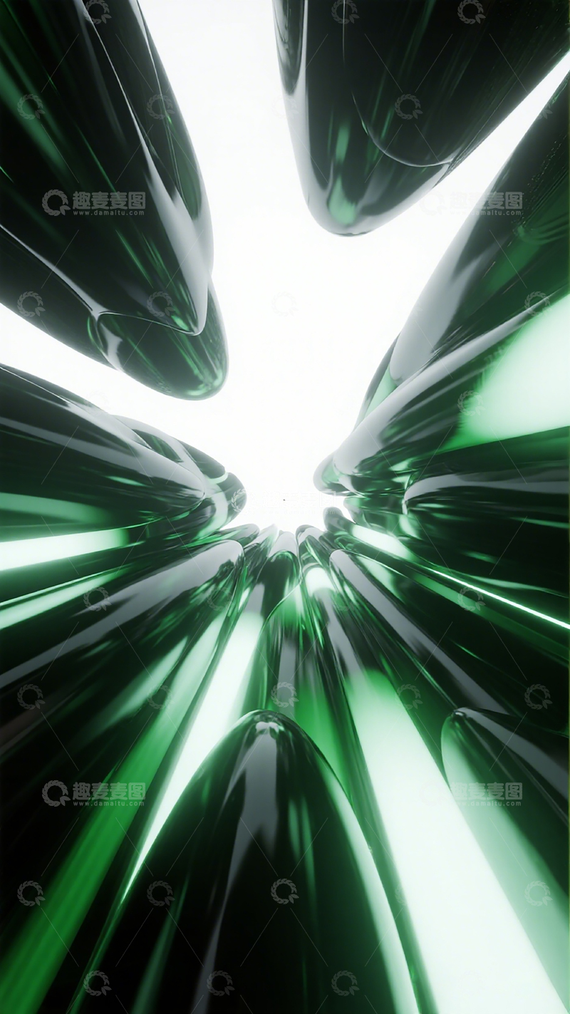 高清大图下载【趣麦麦图】绿意流动抽象艺术壁纸