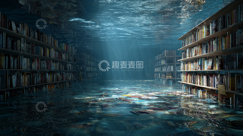 高清大图下载【趣麦麦图】水下图书馆的奇幻世界