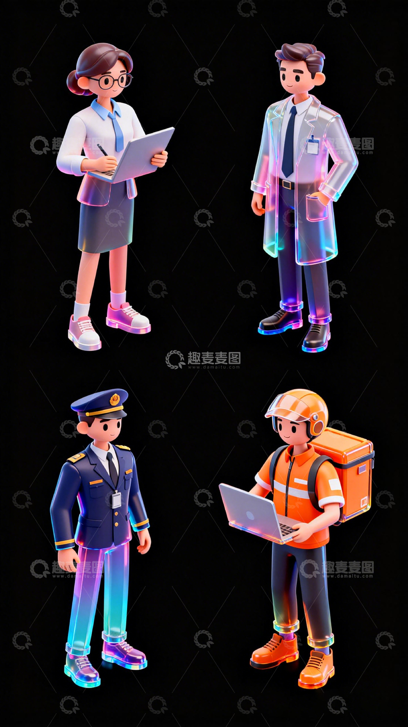 高清大图下载【趣麦麦图】卡通职业人物设计素材