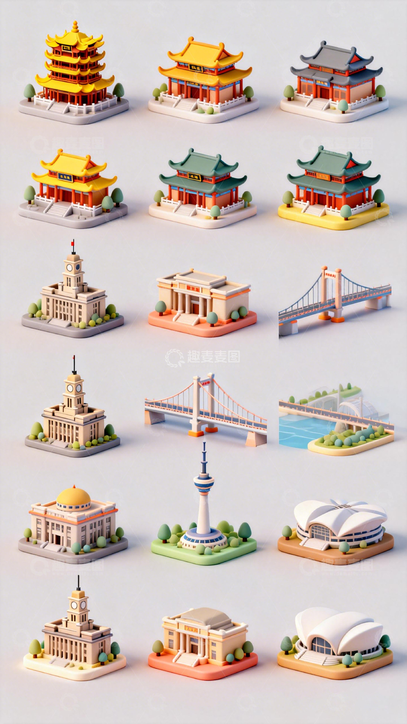 高清大图下载【趣麦麦图】微型建筑模型合集