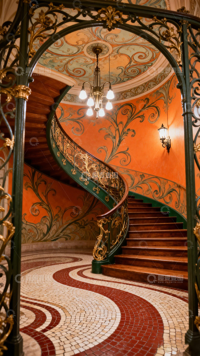 高清大图下载【趣麦麦图】古典欧式旋转楼梯室内设计