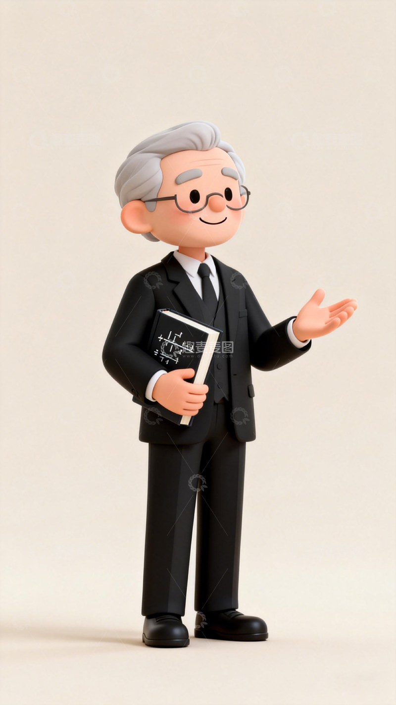 高清大图下载【趣麦麦图】卡通教授讲解素材