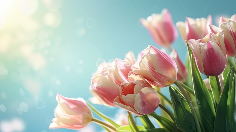 高清大图下载【趣麦麦图】阳光下的粉色郁金香