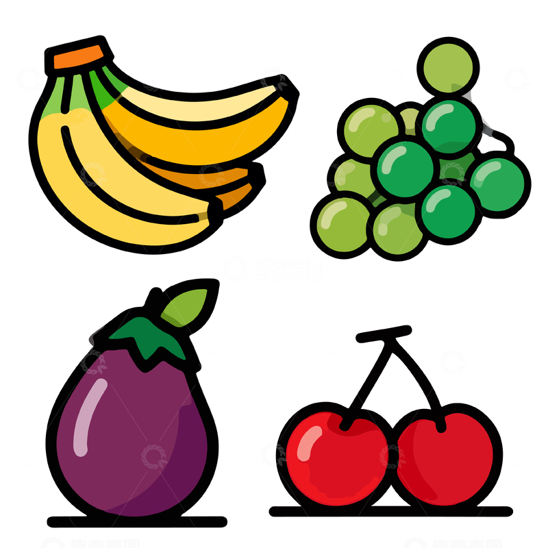 源文件下载【趣麦麦图】卡通水果图标设计元素