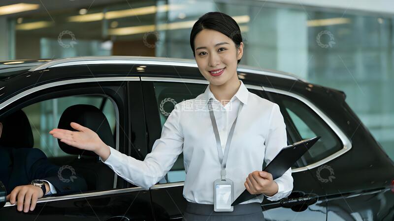高清大图下载【趣麦麦图】商务车服务汽车销售女性职业专业礼仪展示