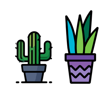 卡通风格盆栽植物图案