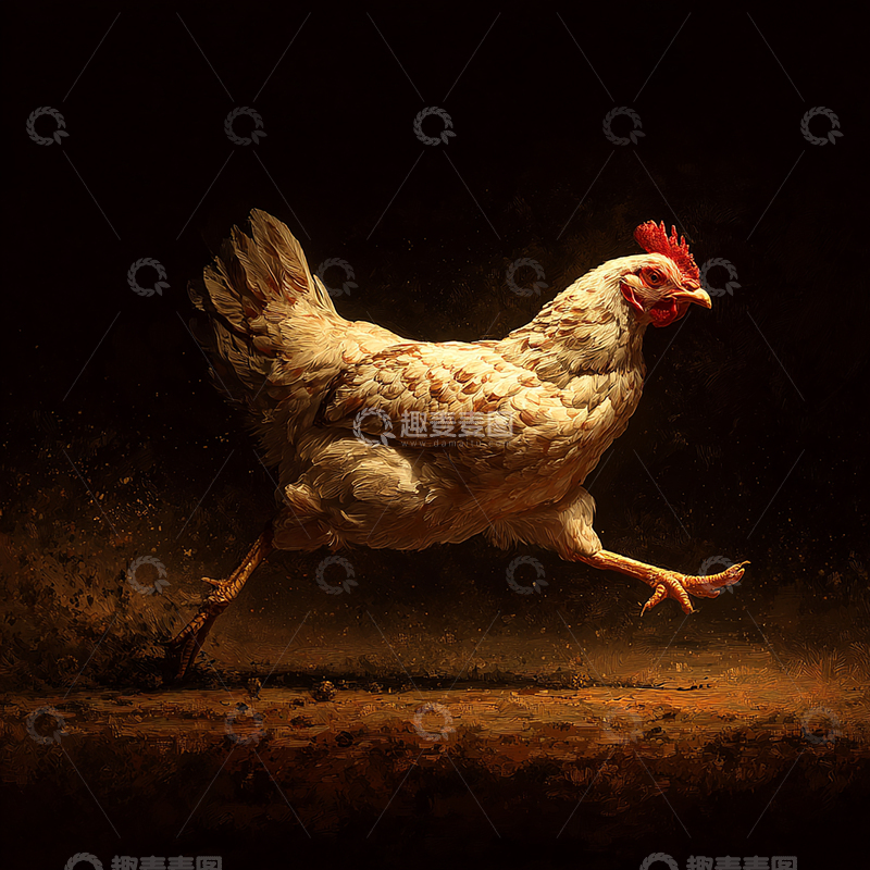 高清大图下载【趣麦麦图】飞跃黑暗的白羽巨鸟