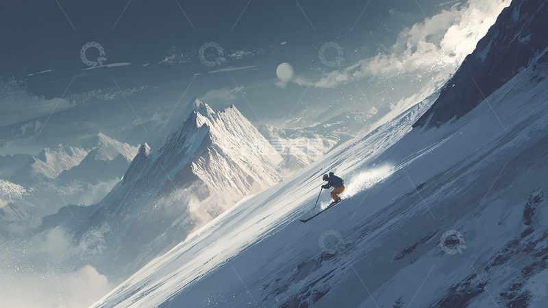 高清大图下载【趣麦麦图】极地雪山滑雪探险