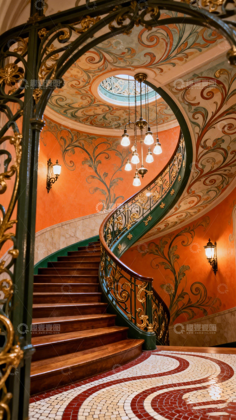高清大图下载【趣麦麦图】欧式古典旋转楼梯室内设计