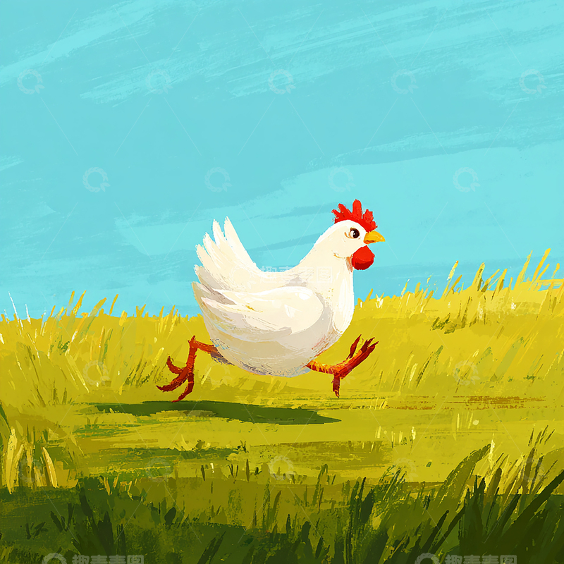 高清大图下载【趣麦麦图】自由奔跑的白鸡奇幻旅程