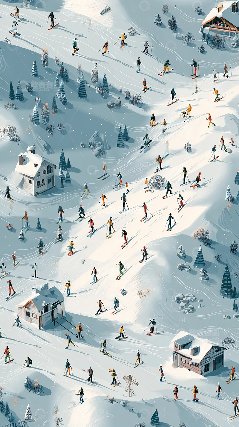 高清大图下载【趣麦麦图】冬日滑雪乐趣无限