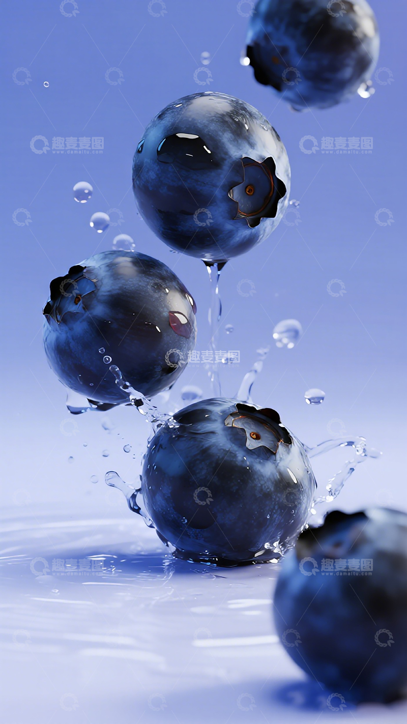 高清大图下载【趣麦麦图】蓝莓水滴摄影艺术