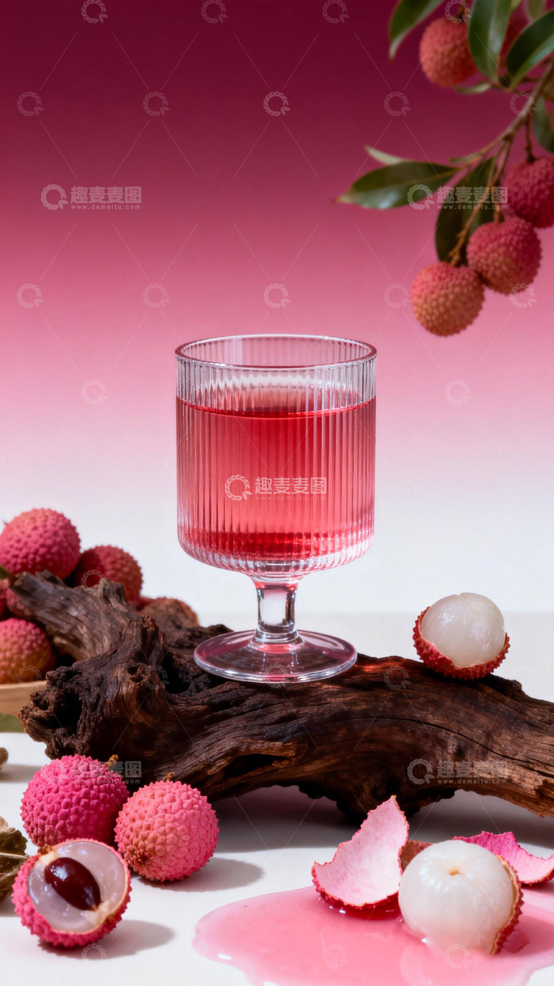 高清大图下载【趣麦麦图】粉色荔枝饮美食摄影