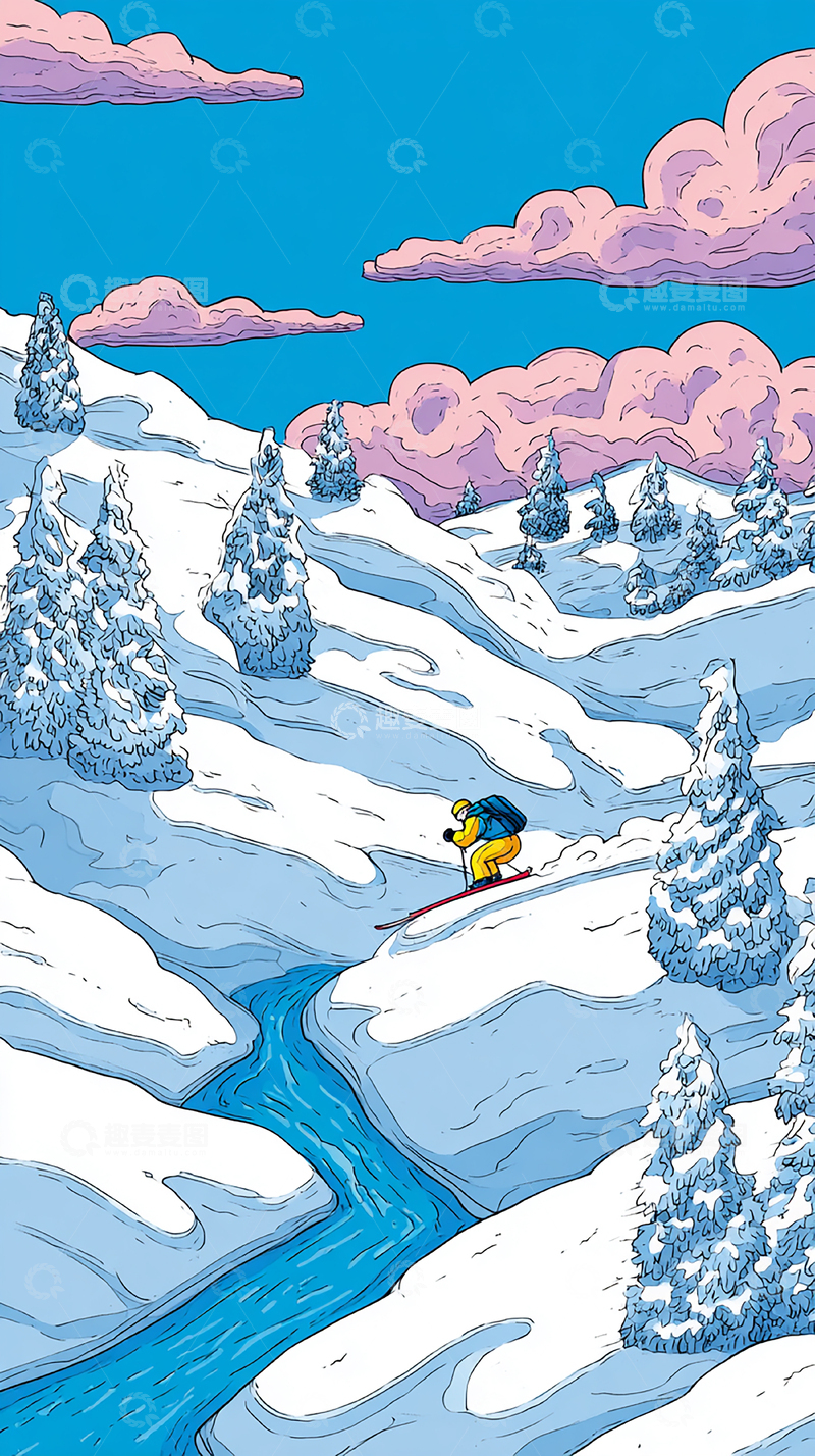 高清大图下载【趣麦麦图】雪山滑雪冒险雪山滑雪冒险