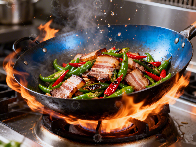 高清大图下载【趣麦麦图】火焰炒菜美食摄影图片