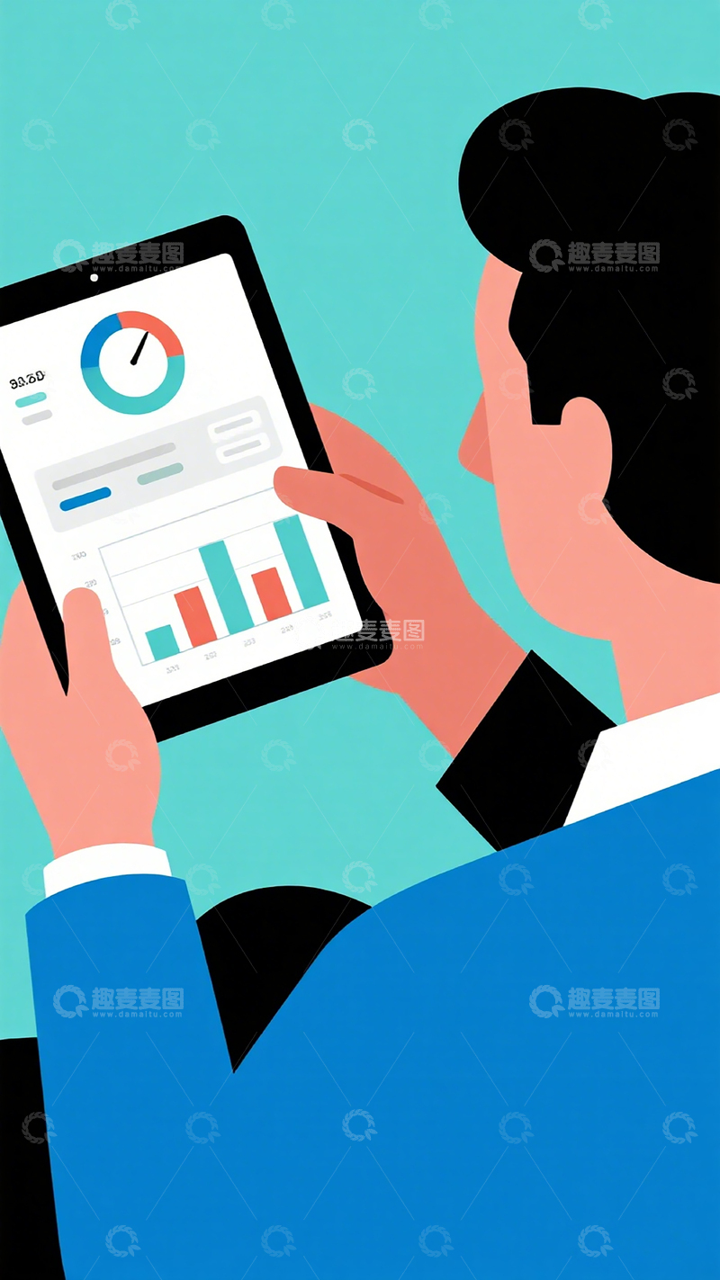 高清大图下载【趣麦麦图】扁平化商务数据分析插画