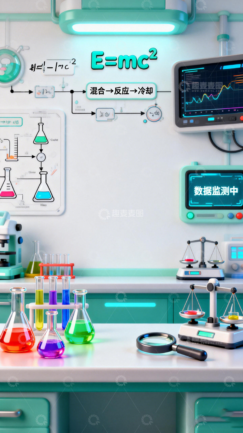 高清大图下载【趣麦麦图】科学实验室场景3D渲染图