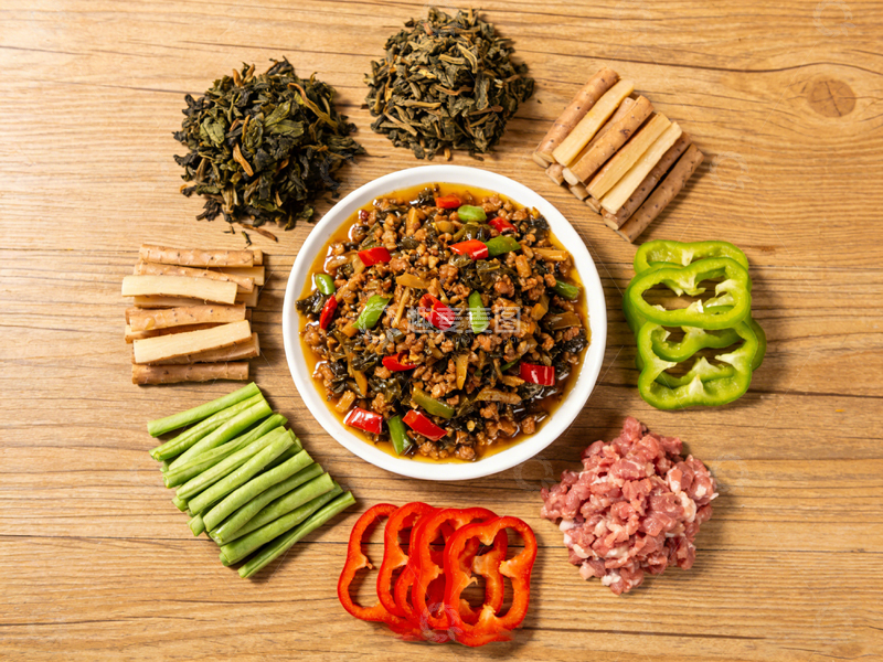 高清大图下载【趣麦麦图】中式家常菜炒肉末配料展示