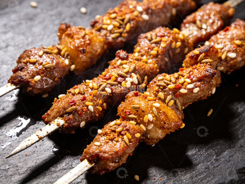 高清大图下载【趣麦麦图】炭烤羊肉串美食特写