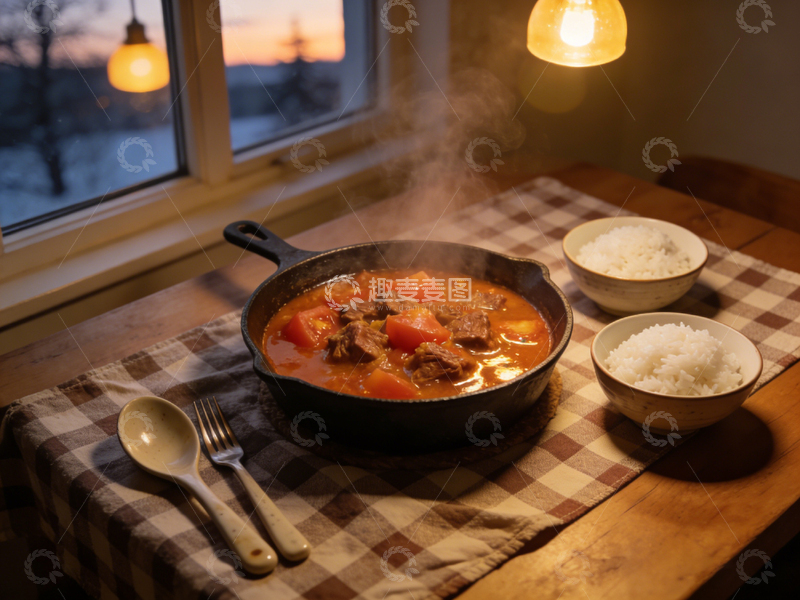 高清大图下载【趣麦麦图】温馨晚餐家常炖菜美食摄影