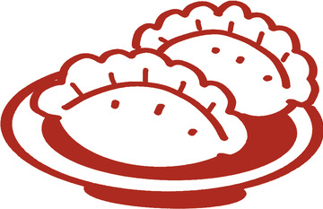 简约红色饺子图案